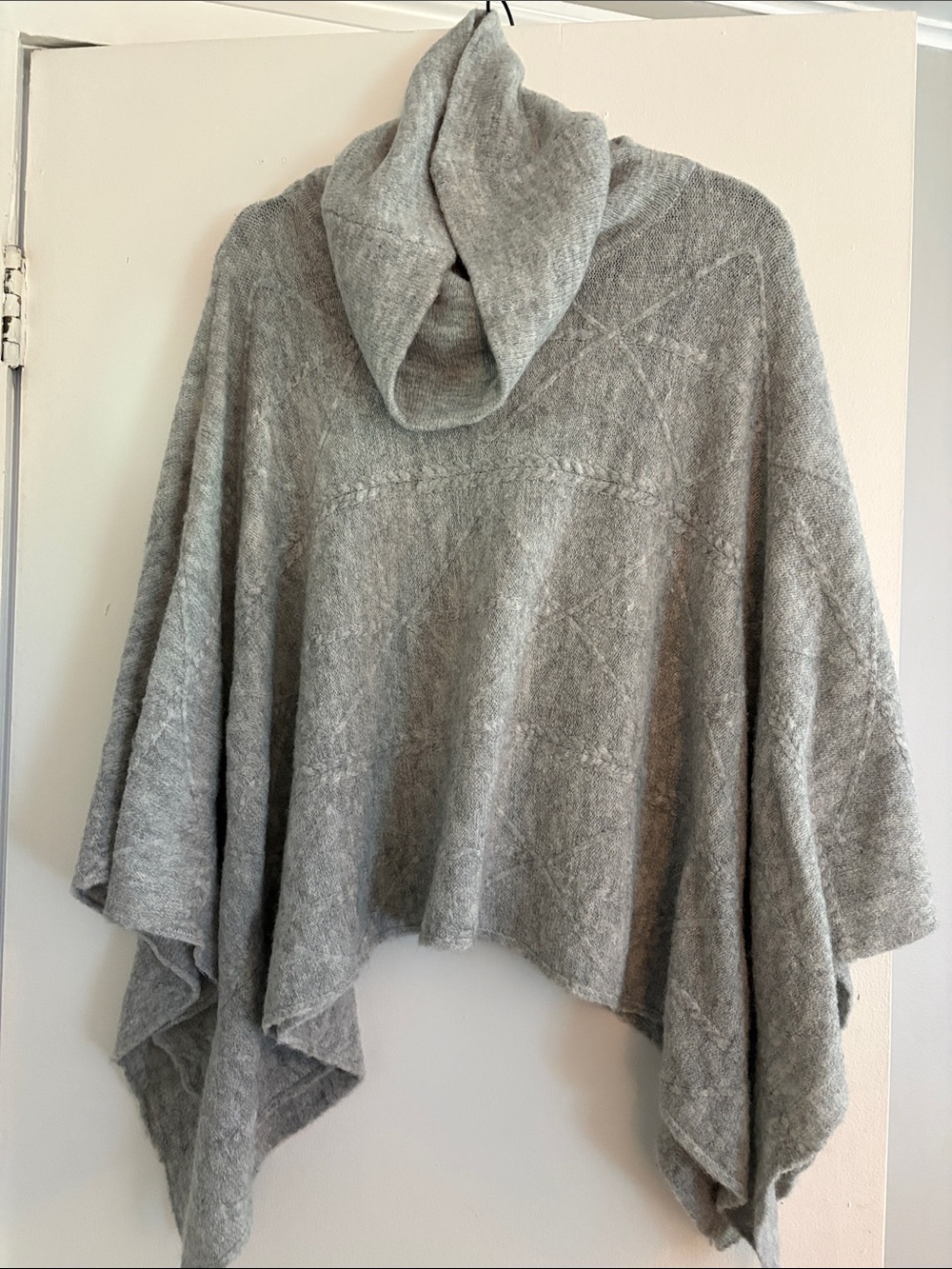 Cost Plus World Market Light Gray Cowl Neck Poncho Sweater